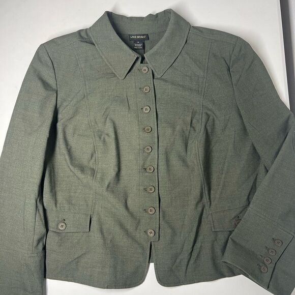 Lane Bryant Olive Green Button Front Light Jacket Womens Plus Sz 26 EUC - Picture 5 of 14